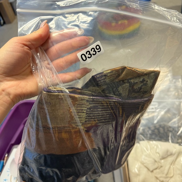 Dennis Merotto Purple Gold Silk Blend Dress Size 8 Abstract Sleeveless Art Dress - Picture 12 of 12